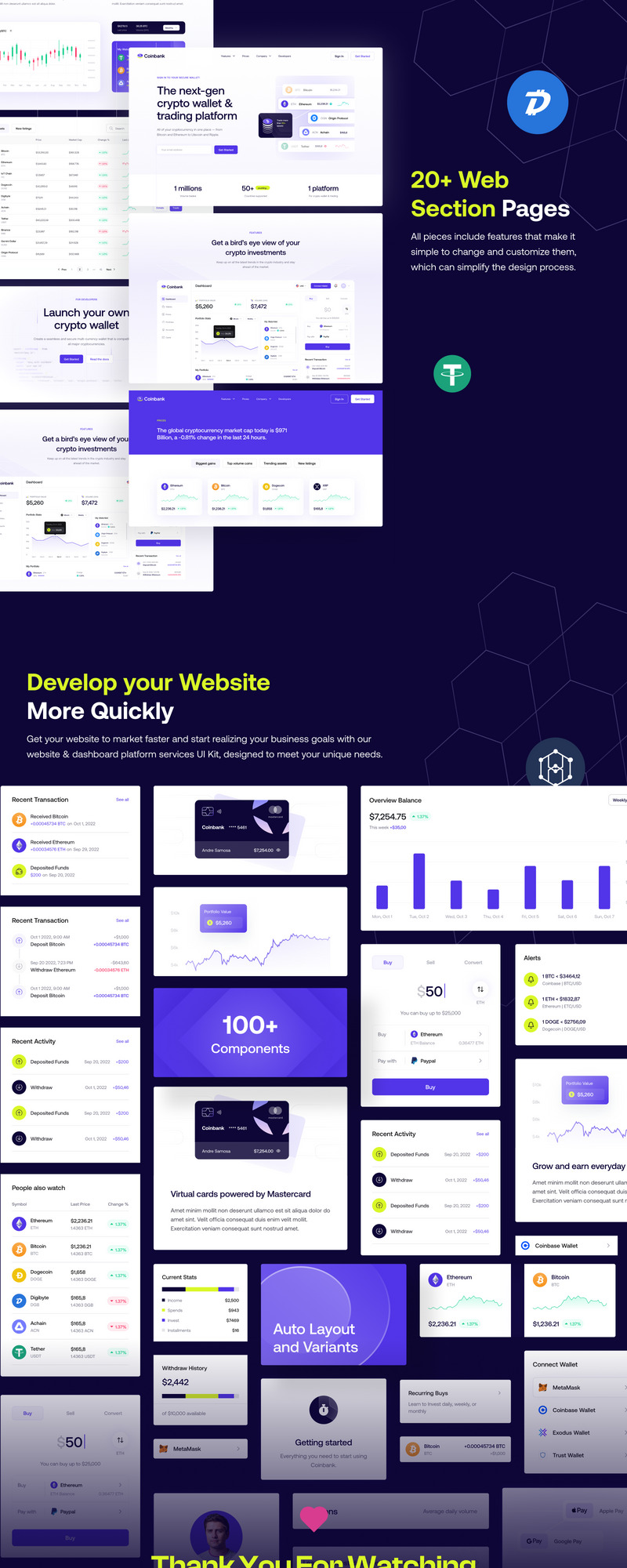 Coinbank - Modern Crypto Wallet & Trading Platform Website UI Kit - Features Image 2