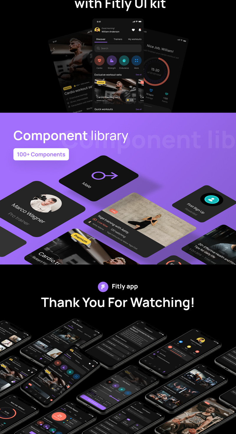 Fitly-app - Moderne fitness-app UI-ontwerpkit - Features Image 2