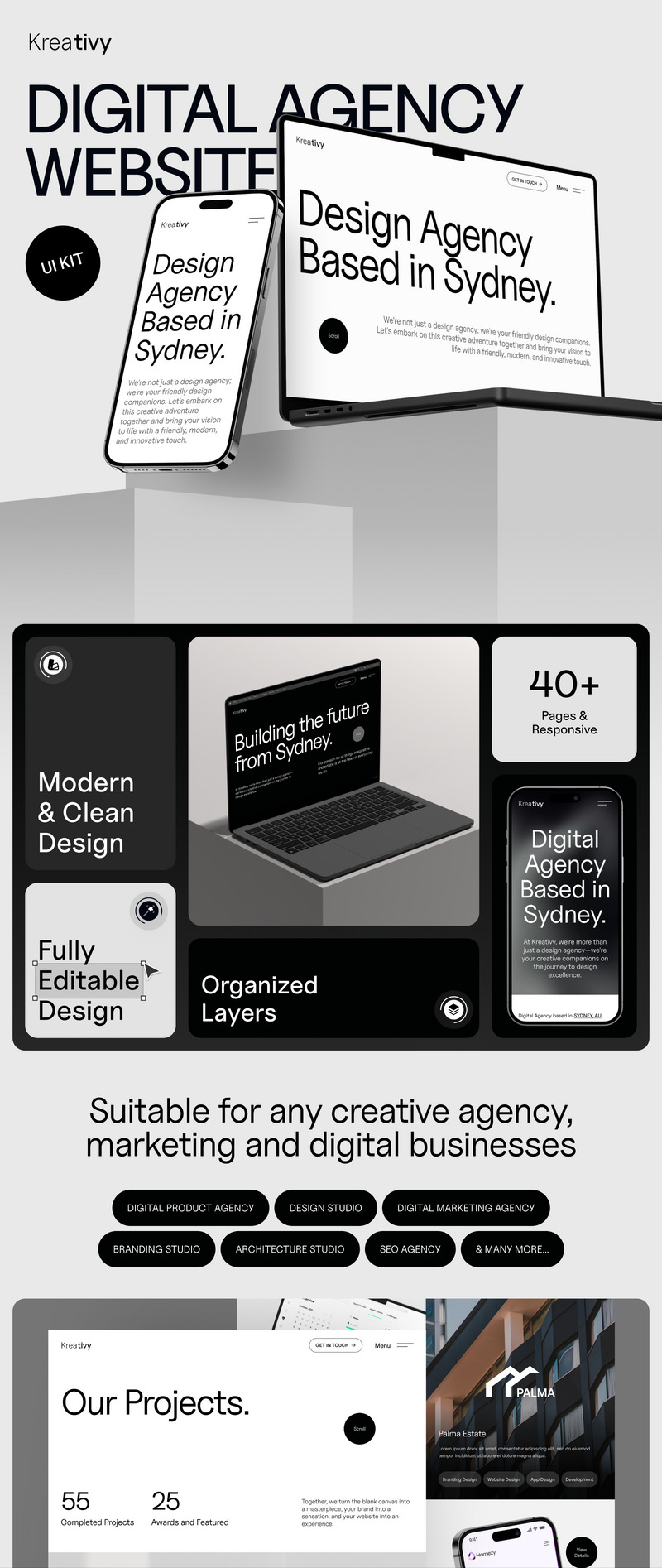 Kreativy - UI Kit agentury pro digitální webové stránky - Features Image 1