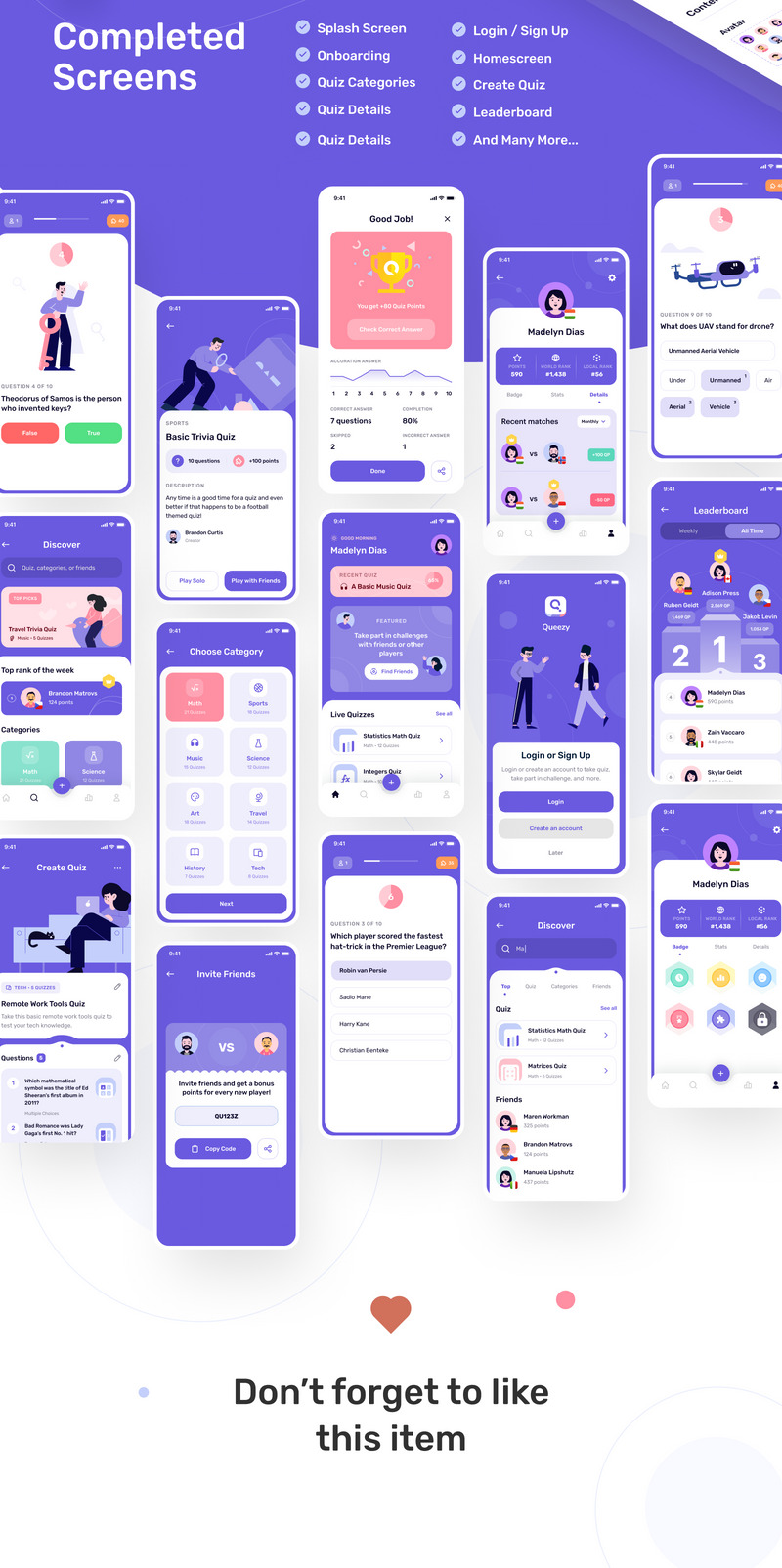 Queezy - Revolutionary Quiz App UI Kit - Features Image 2