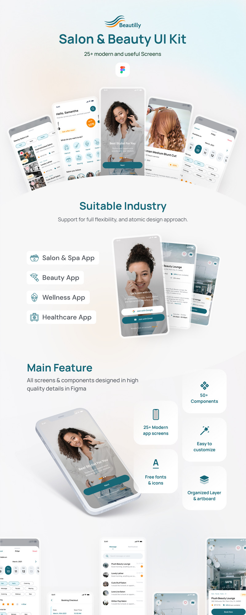Application Beautilly - Kit de conception d'interface utilisateur pour salon et beauté - Caractéristiques de l’image 1