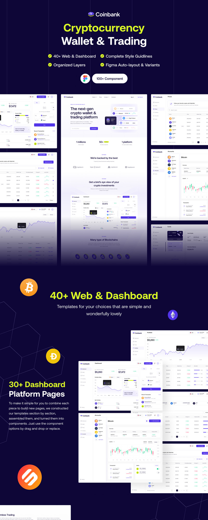 Coinbank - Modern Crypto Wallet & Trading Platform Website UI Kit - Features Image 1