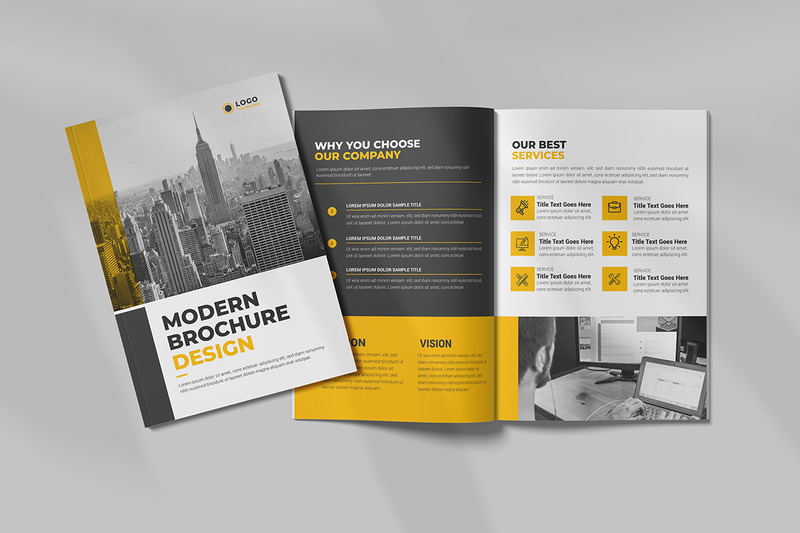 Business brochure template , 16 page corporate brochure editable template layout design. - Features Image 1