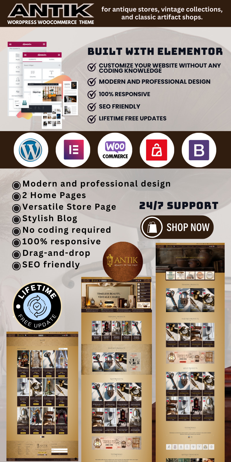 Antik - Antique & Art Gallery Store WooCommerce Elementor Wordpress Template - Features Image 1