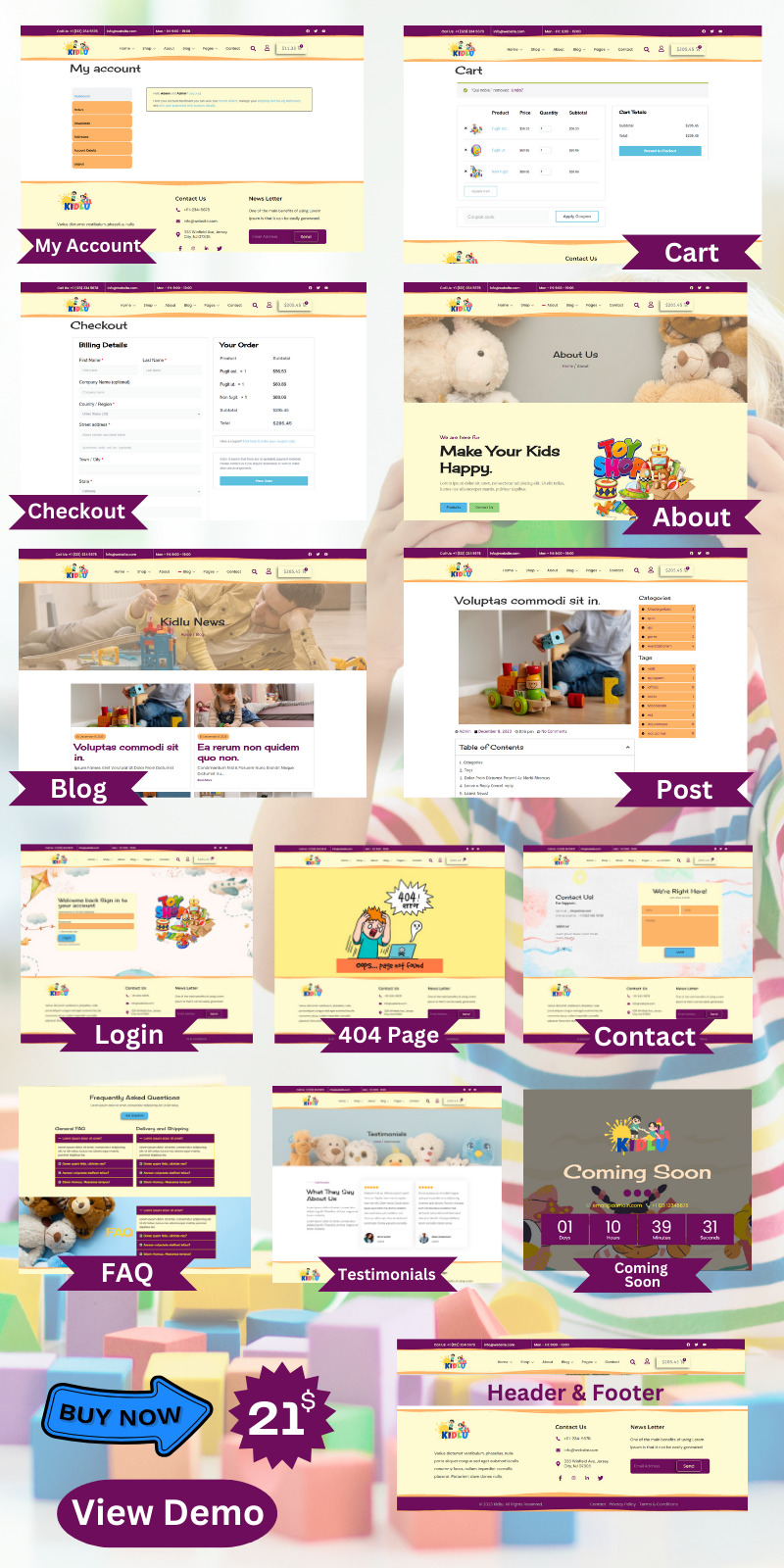 Kidlu — набор шаблонов WooCommerce Elementor для магазинов игрушек, одежды и модной одежды - Features Image 3