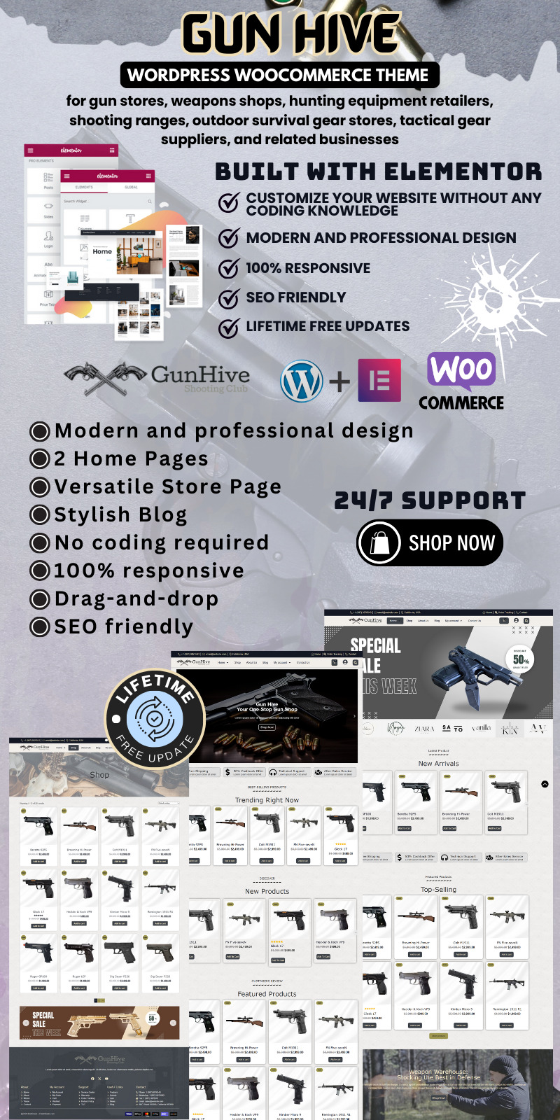 Gun Hive – Gun Shops, Weapon Stores, and Shooting Clubs WooCommerce ElementorTheme - Features Image 1