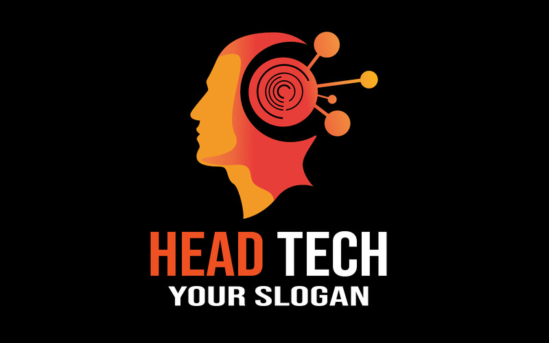 Logo Head Tech, modello vettoriale del concetto del logo Head - Caratteristiche Immagine 1