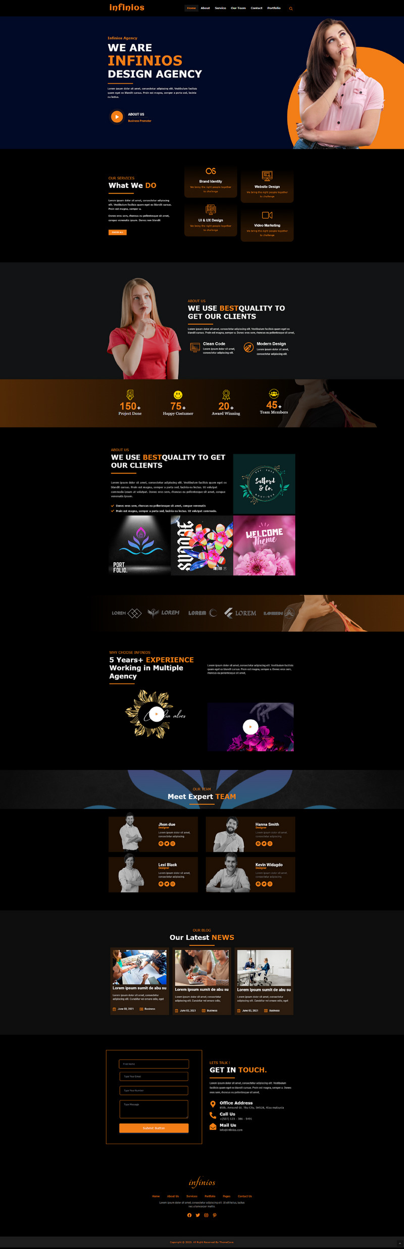Infinios Agency and personal Portfolio  WordPress Theme - Features Image 1