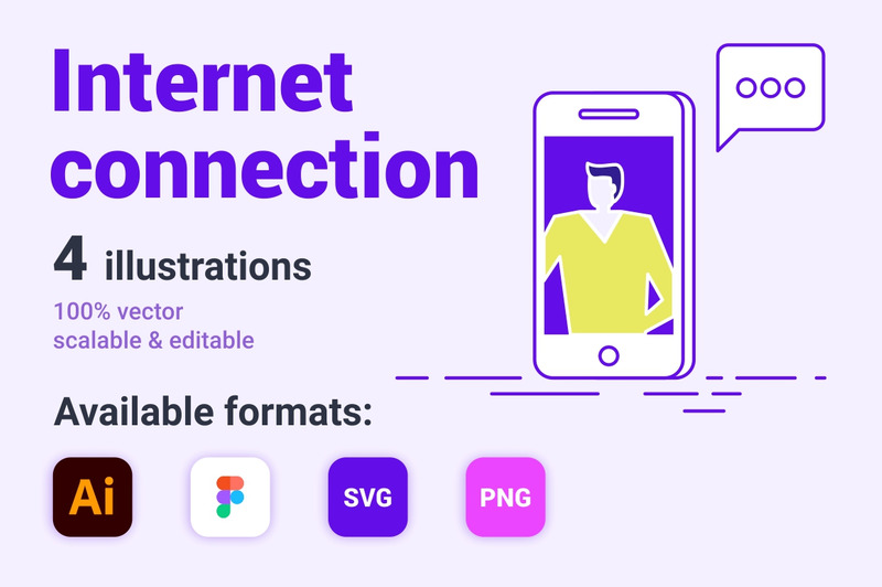 Internet connection set of illustrations - Features Image 1