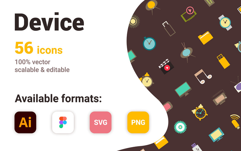 Platte apparaatpictogrammen voor webdesign - Features Image 1