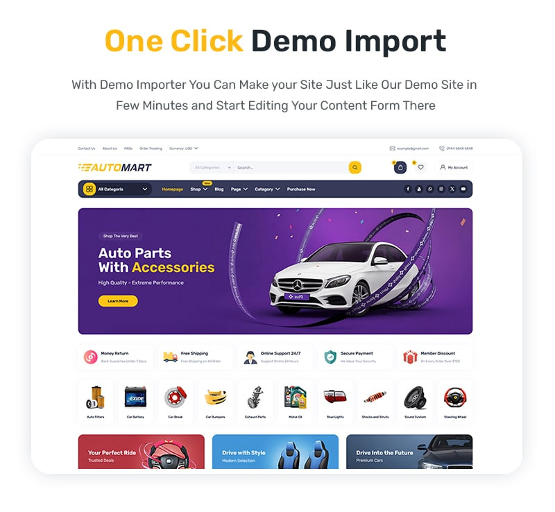 AutoMart - Otomobil Parçaları ve Aksesuarları WooCommerce WordPress Teması - Features Image 1