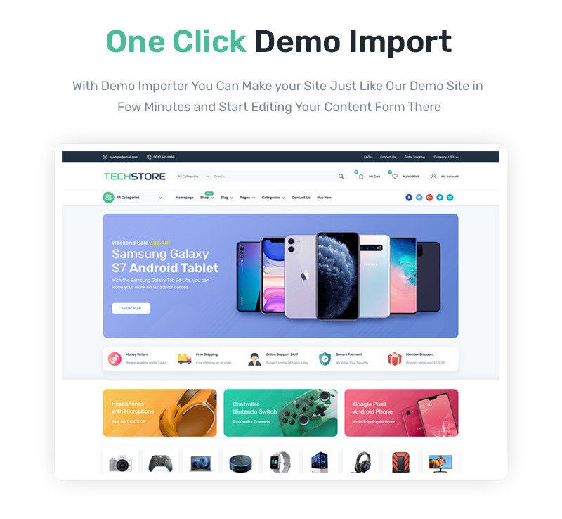 TechStore - Tema de WordPress WooCommerce para electrónica - Características Imagen 1