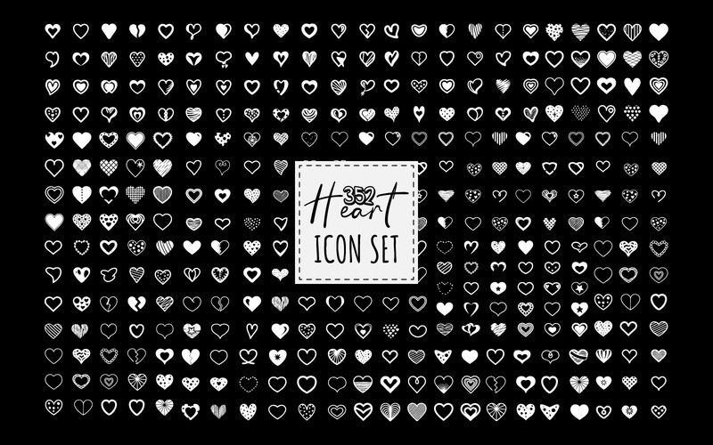 A Set of 352 Heart SVG Bundle. Collection of illustrated heart icons - Features Image 3
