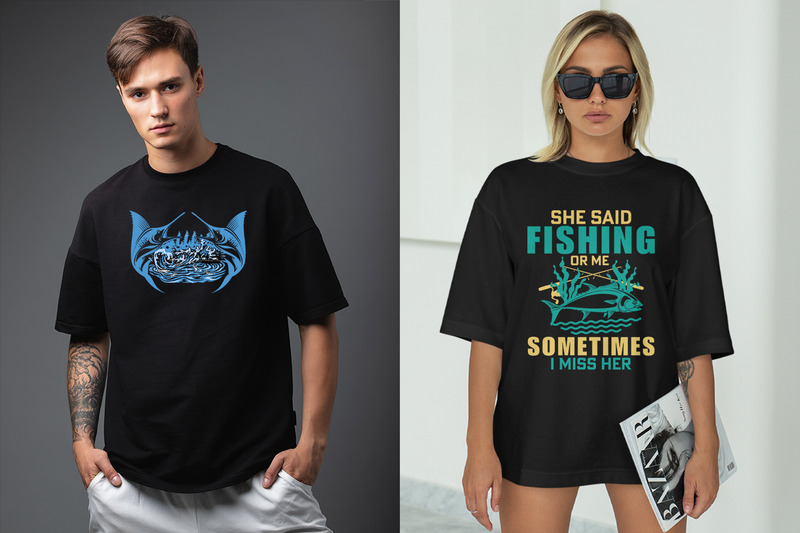 Fiske Citat T-shirt vektor design paket - Features Image 1