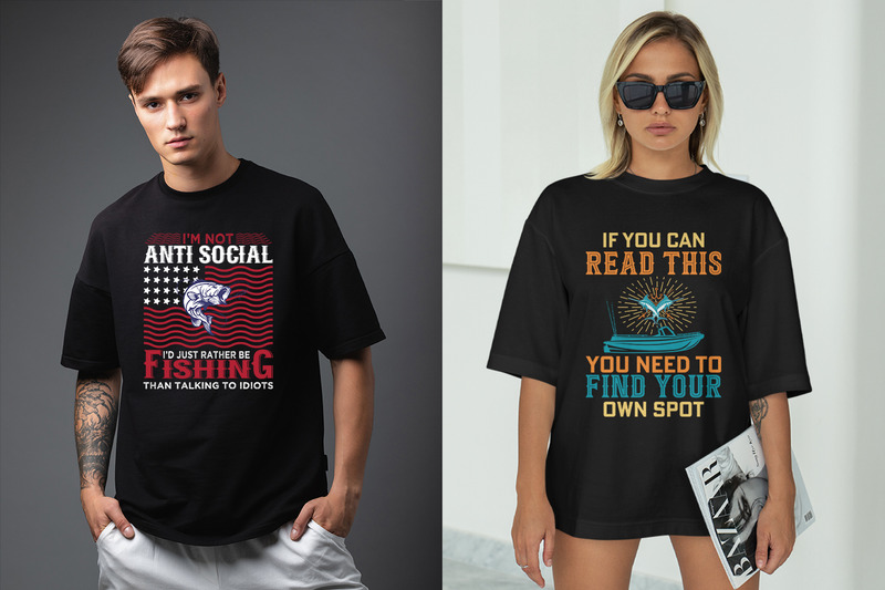 Fiske Citat T-shirt vektor design paket - Features Image 3