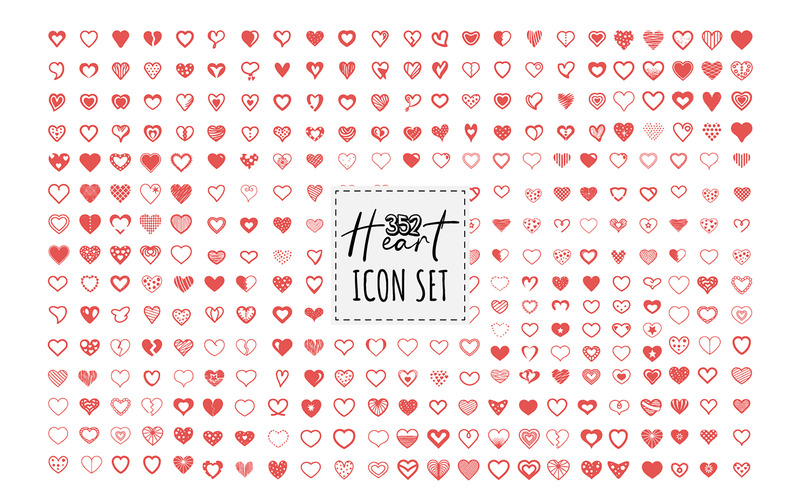 A Set of 352 Heart SVG Bundle. Collection of illustrated heart icons - Features Image 2