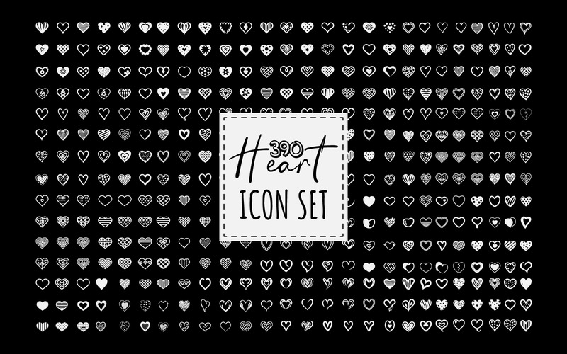 Ein Set mit 390 Herz-SVG-Bündeln. Sammlung illustrierter Herzsymbole - Eigenschaften Bild 3