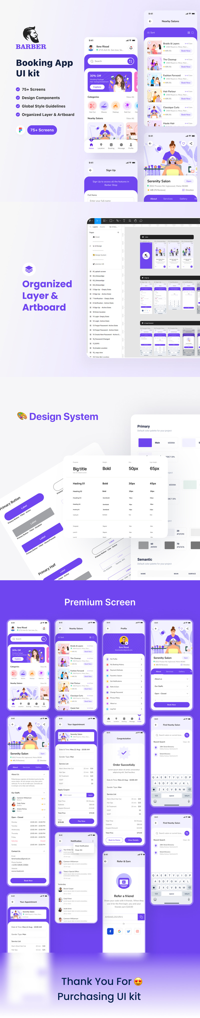 Barber - Zestaw interfejsu aplikacji do rezerwacji - Aplikacja mobilna - Obraz funkcji 1