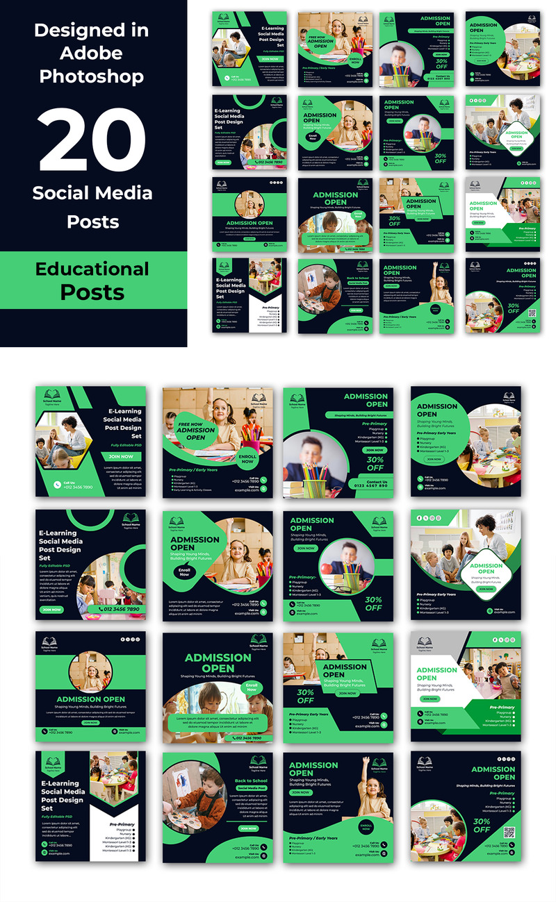20 Educational Social Media Posts PSD Templates - Features Image 1