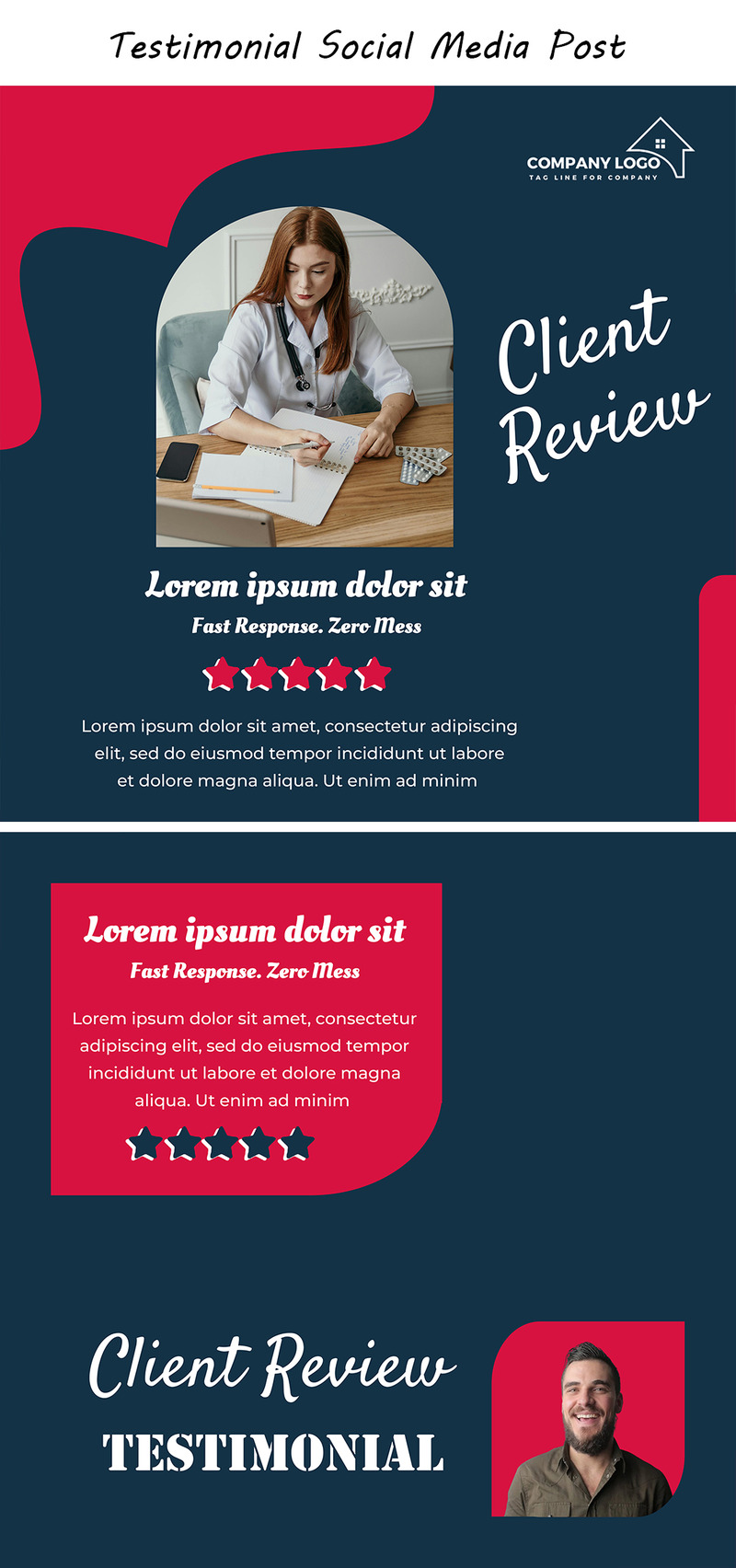 Clean and Minimal Testimonial Post Template PSD for Social Media Branding and Reviews - Features Image 1