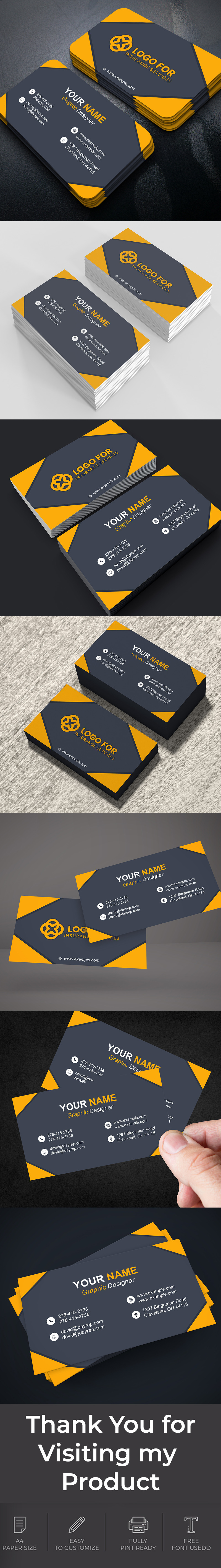 Clean Business Card Template for Photoshop – 3.5 x 2.5 Inches – Fully Editable PSD - Features Image 1