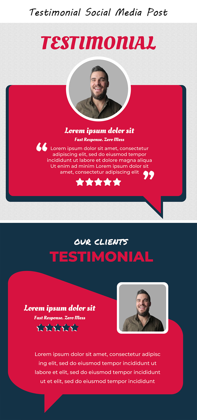 Bold and Clean Testimonial Post PSD Template for Social Media Marketing Campaigns - Features Image 1