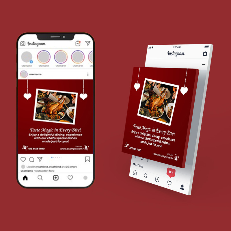 Elegant Dinner Night Social Media Templates | PSD Hotel Dining Post Designs - Features Image 1