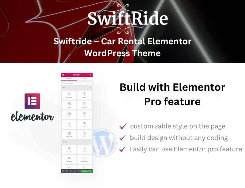 Swiftride – Tema WordPress Elementor per il noleggio auto - Caratteristiche Immagine 1