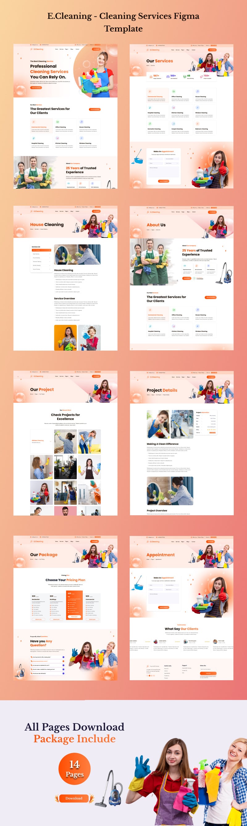 E.Cleaning - Schoonmaakdiensten Figma-sjabloon - Features Image 1
