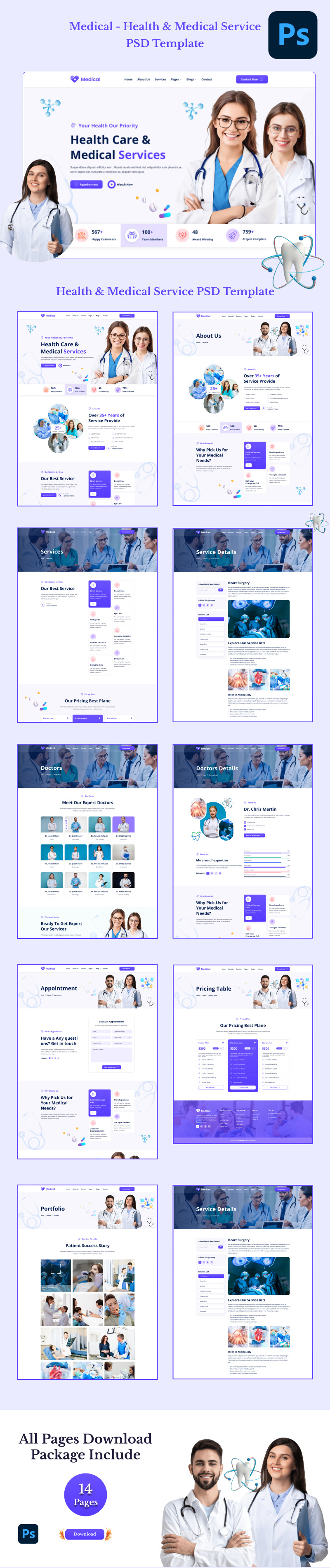 Medical - Health & Medical Service PSD Template - Features Image 1