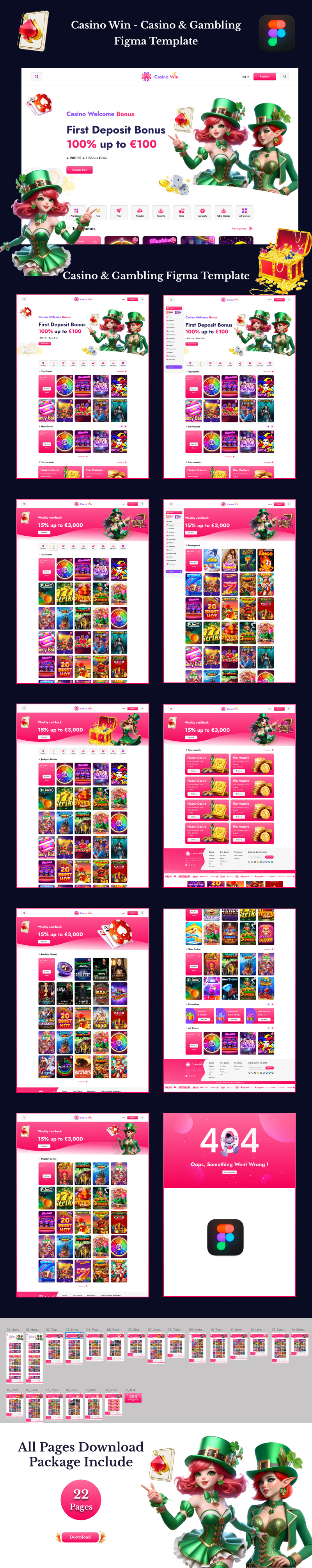 Casino Win – Figma-Vorlage für Casino und Glücksspiel - Eigenschaften Bild 1