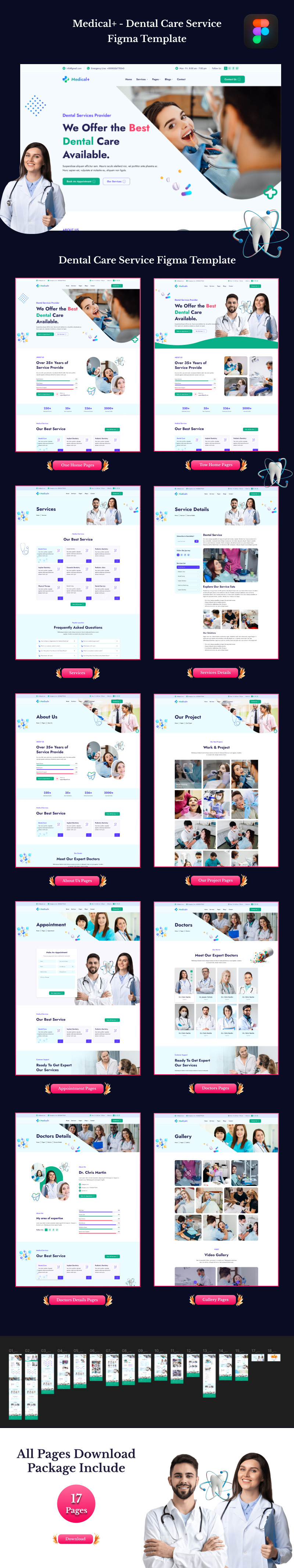 Medical+ - Figma-sjabloon voor tandheelkundige zorgdiensten - Features Image 1