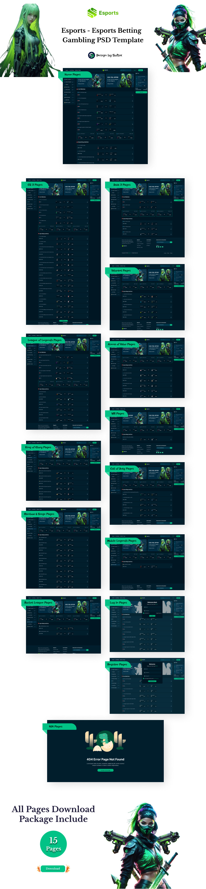 Киберспорт - Шаблон PSD для ставок на киберспорт - Features Image 1