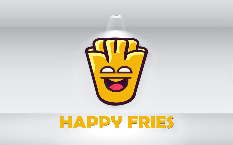 Happy Fries Box Logo Template Funny Design For Fast Food And Chips Store Vector File - Features Image 1