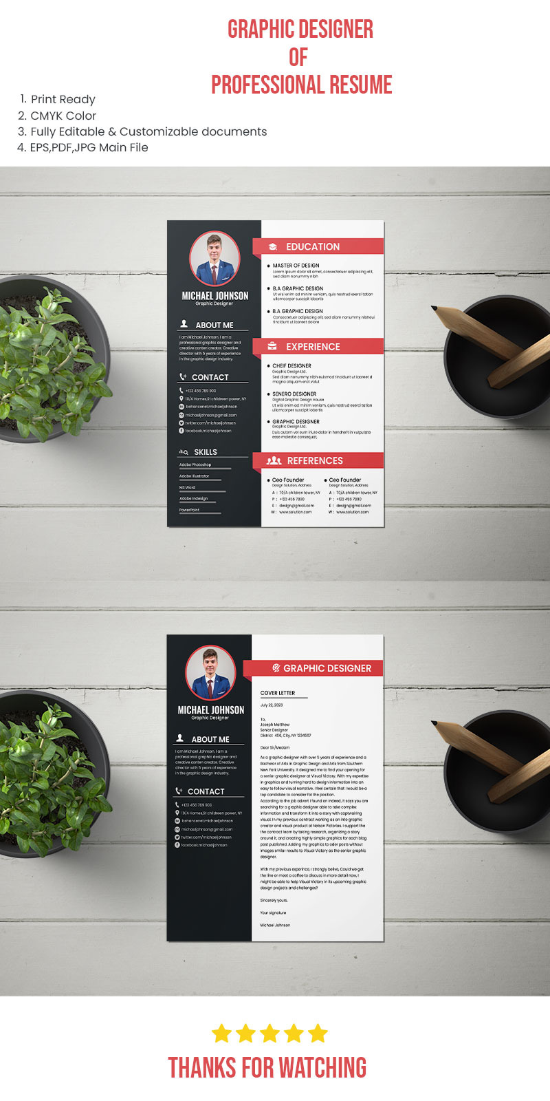 Michael Johnson Graphic Designer Resume with cover letter - Features Image 1