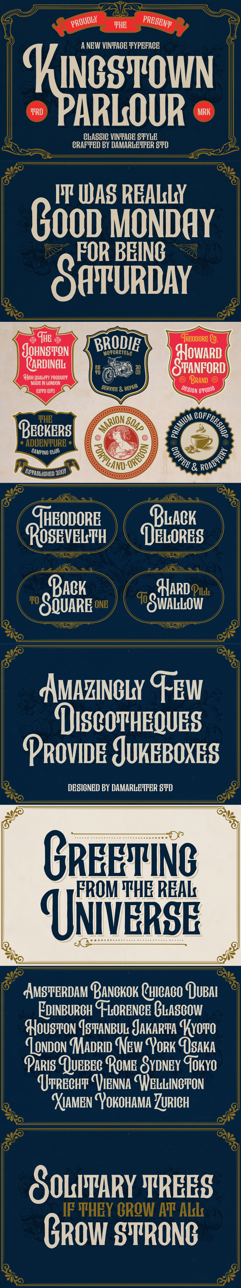 Carattere tipografico vintage Kingstown Parlour - Caratteristiche Immagine 1