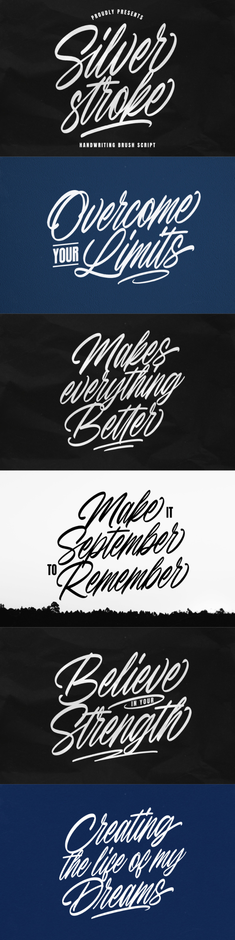 Silver stroke handwriting brush script - Features Image 1