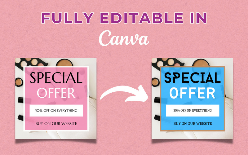 50 Premium-Canva-Vorlagen für Make-up-Künstler für soziale Medien - Eigenschaften Bild 2