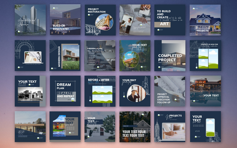 25 Architecture Social Media Templates Fully Editable In Canva - Features Image 1
