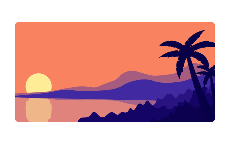 Векторная иллюстрация океанского пейзажа - Features Image 1