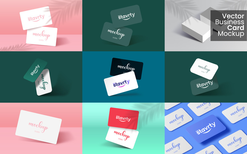9+ Branding Vector Business card mockup Bundles - Features Image 1
