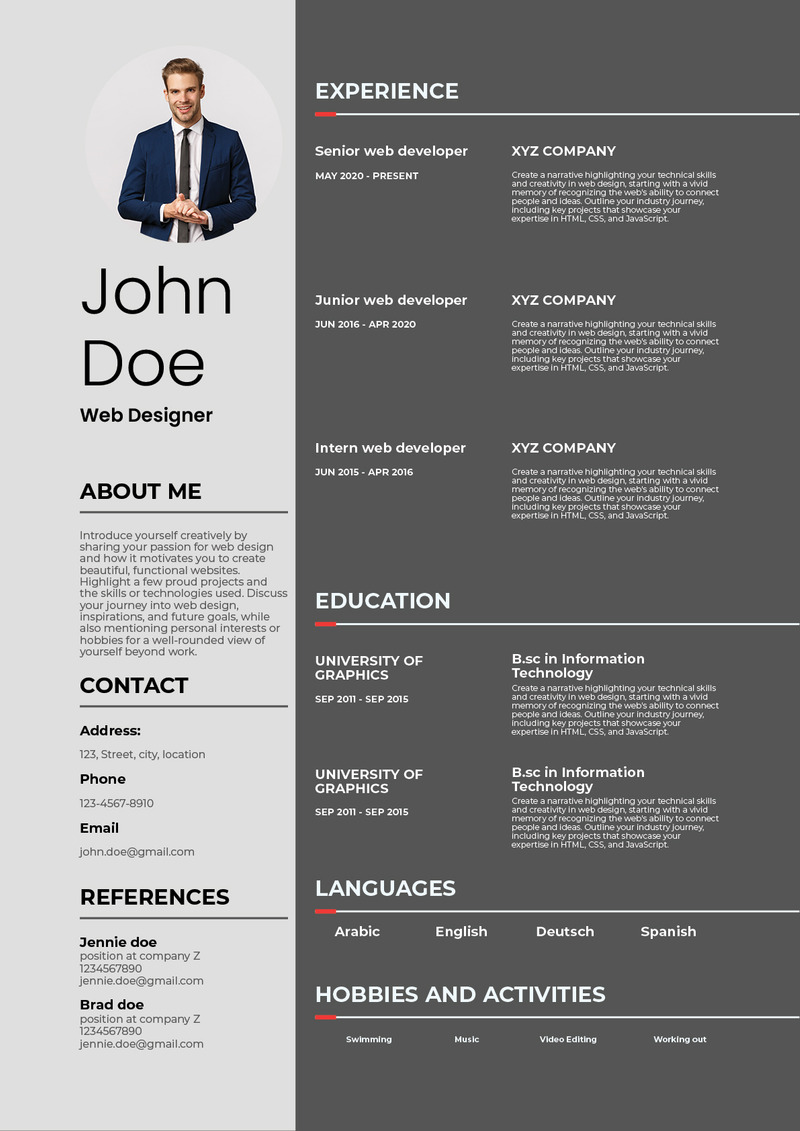 Modello di CV personale per grafici - Caratteristiche Immagine 1