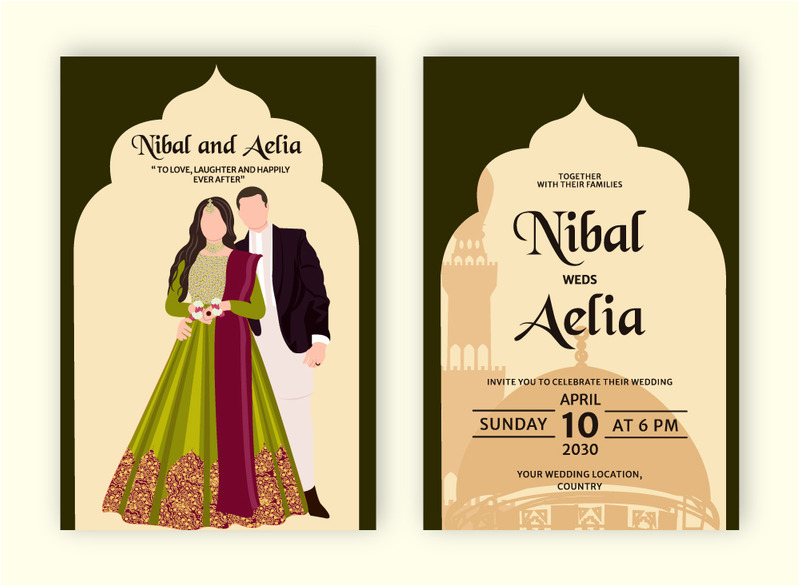 Vector indian wedding invitation card template