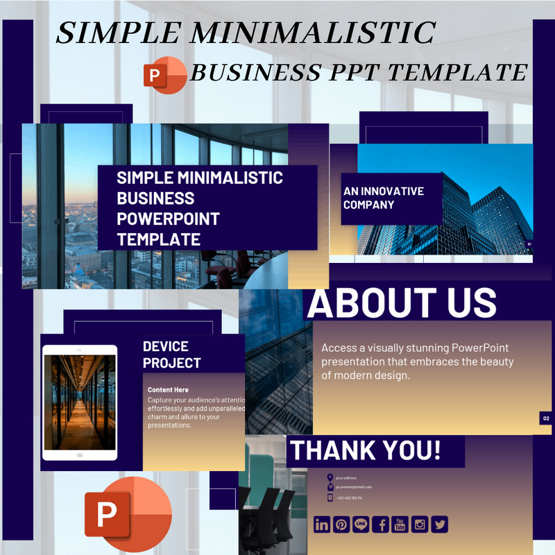 Простой минималистичный бизнес-шаблон PowerPoint - Features Image 1