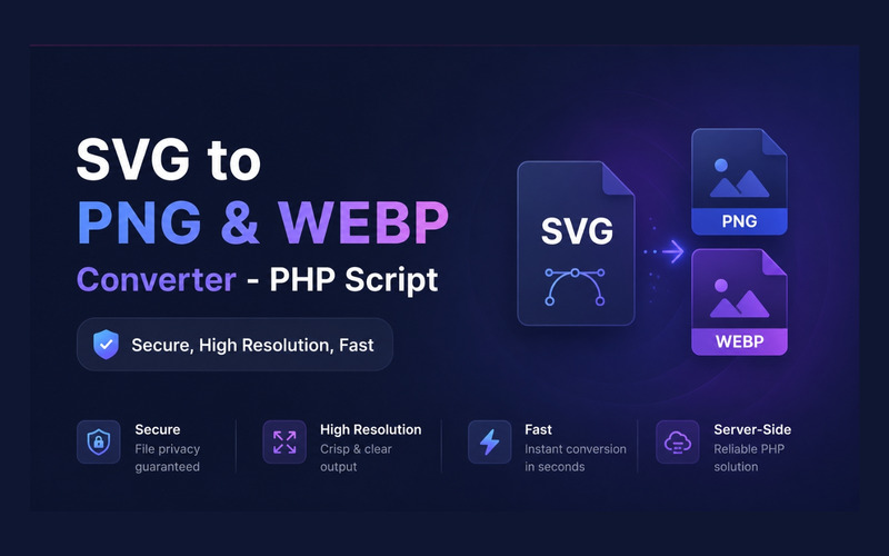 SVG 转 PNG 和 WEBP 在线转换器 - 高级 PHP 脚本 - Features Image 1