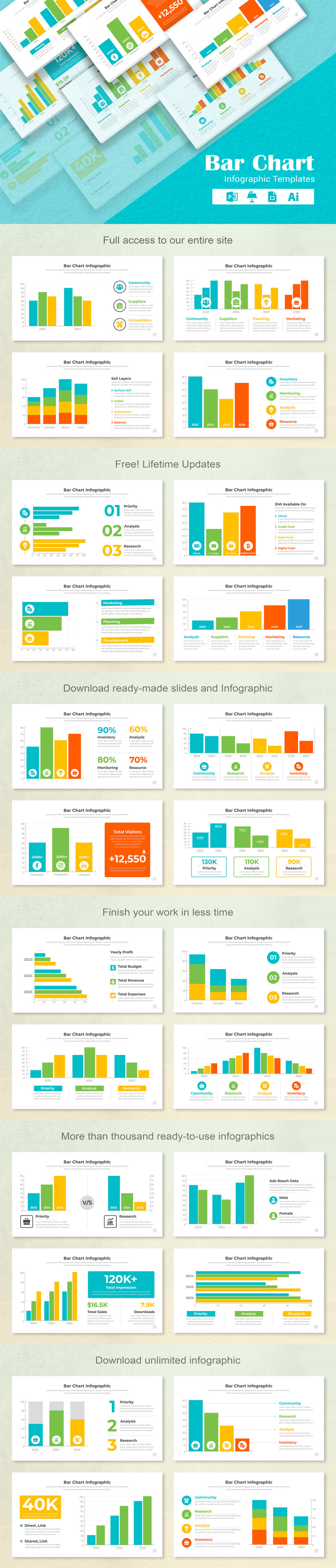 Bar Chart Infographic PowerPoint Layout - TemplateMonster
