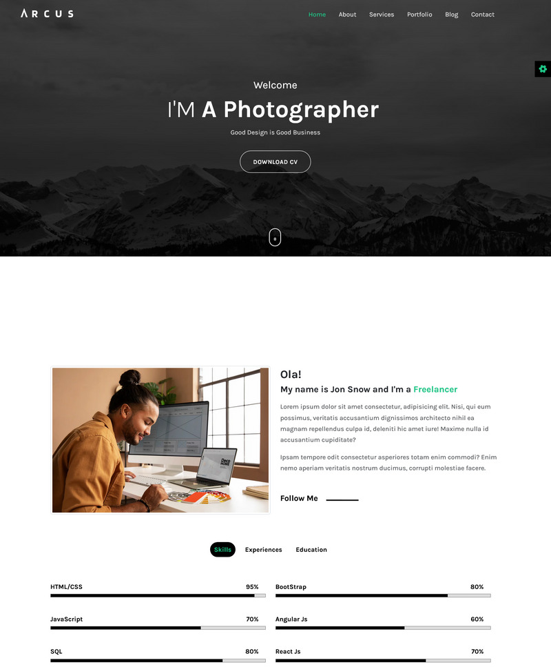 Arcus Personal Portfolio Bootstrap Html Template Arcus Personal Portfolio Bootstrap Html Template