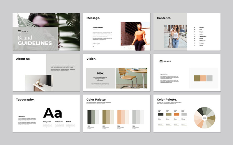 Plantilla mínima de diapositivas de Google de pautas de marca - Características Imagen 1