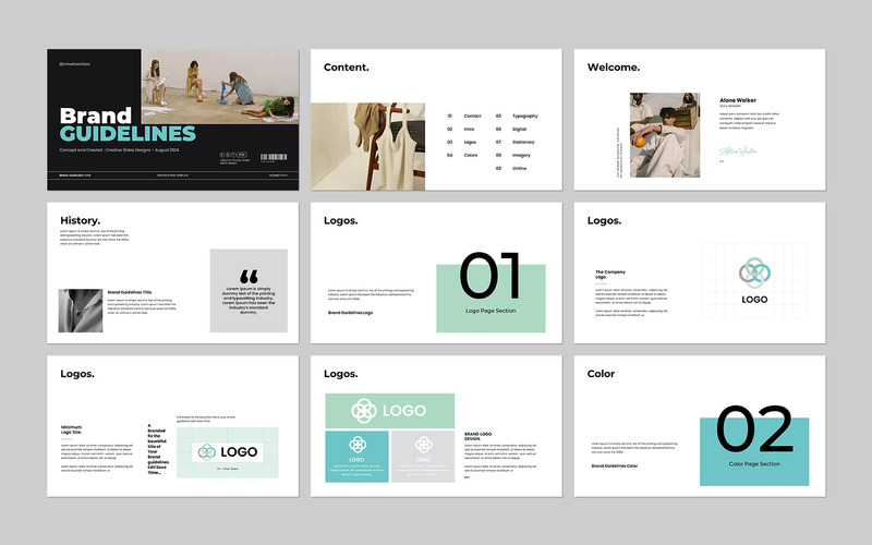 Brand Guidelines Creative PowerPoint Presentation - Features Image 1