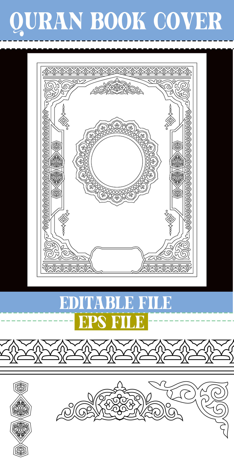 Islamic Arabic Style White and black Book Cover  Moroccan Pattern - Features Image 1